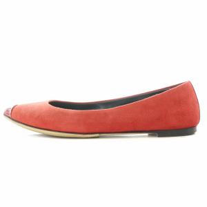 GIUSEPPE ZANOTTI パンプス フラット ポインテッドトゥ スエード エナメル 切替 37 24cm 赤 レッド /BB OF