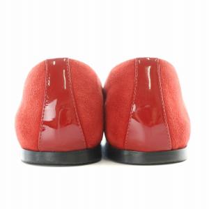 GIUSEPPE ZANOTTI パンプス フラット ポインテッドトゥ スエード エナメル 切替 37 24cm 赤 レッド /BB OF