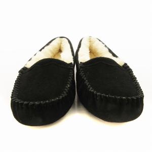 UGG australia scalloped moc モカシンシューズ ローファー ムートン 裏ボア 靴 22cm US5 黒 ブラック