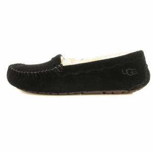 UGG australia scalloped moc モカシンシューズ ローファー ムートン 裏ボア 靴 22cm US5 黒 ブラック