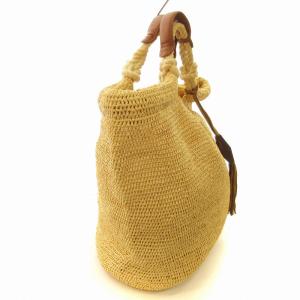 HELEN KAMINSKI ラフィア トートバッグ かごバッグ タッセル付き 鞄 ライトベージュ