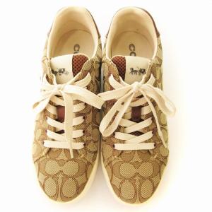 COACH シグネチャー クリップ ロー トップ スニーカー シューズ 靴 US 7B 24cm 茶 ブラウン G4967