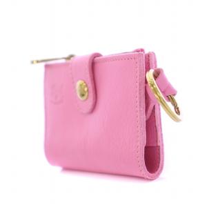 IL BISONTE キーケースコインパース キーリング 二つ折り 4連 レザー ピンク