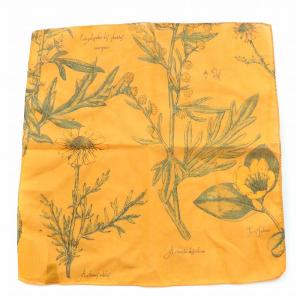 ハンカチ ハンカチーフ シアー シースルー 花柄 ロゴ 総柄 オレンジ /BB OF