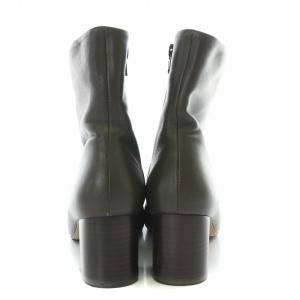 Adam et Rope' 23AW ラムレザーミドルブーツ ショートブーツ スクエアトゥ チャンキーヒール 23.5cm ダークブラウン