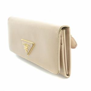 PRADA 長財布 ロングウォレット 二つ折り ロゴ 装飾 レザー ピンクベージュ