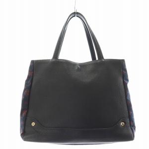 russet レザー&モノグラムコンビトートバッグ ハンドバッグ ナイロン 紺 ネイビー 黒 ブラック