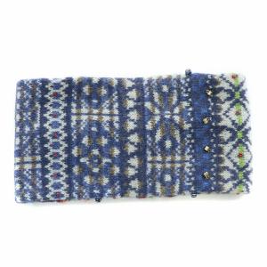 45rpm アルパカジャガードカウチンヘアバンド ネックウォーマー ウール 幾何学模様 総柄 装飾 紺 ネイビー