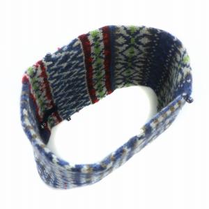 45rpm アルパカジャガードカウチンヘアバンド ネックウォーマー ウール 幾何学模様 総柄 装飾 紺 ネイビー