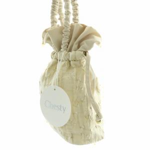 Chesty 24SS ジャガードショルダーバッグ 2WAY ハンドバッグ 巾着 花柄 刺繍 F ベージュ ゴールド色 タグ付き