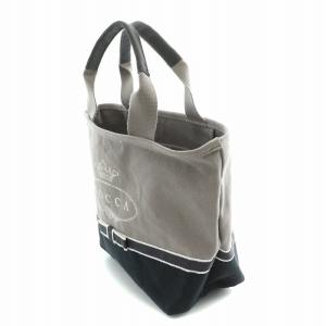 TOCCA MEMORIES CANVASTOTE キャンバストートバッグ ハンドバッグ ロゴ 刺繍 グログランリボン F グレー 黒