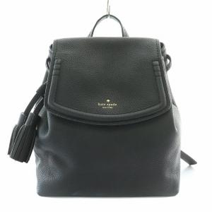 リュックサック デイパック レザー 牛革 ロゴ タッセル 装飾 黒 ブラック