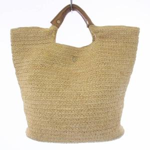 ハンドバッグ かごバッグ ラフィア レザー ベージュ /BM H