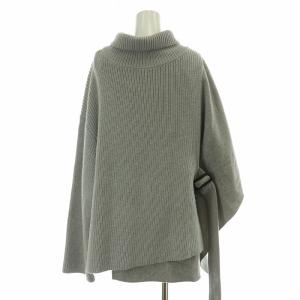 ADORE ドッキングポンチョニット リブ 長袖 タートルネック 切替 ウール 38 M グレー
