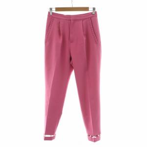 スラックスパンツ テーパード 裾パール フリル センタープレス ジッパーフライ 1 S ピンク