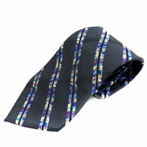 ワイドタイ ネクタイ ストライプ柄 絹 シルク 紺 ネイビー