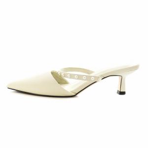 CHARLES & KEITH CHARLES&KEITH チャールズ&キース パールエンベリッシュド キトゥンヒール ミュール ストラップ 35 22.5cm 白 ホワイト 60920300