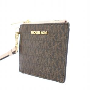 MICHAEL KORS コインケース パスケース カードケース レザー MKロゴ 茶 ブラウン ピンク 35S9GTVW0B