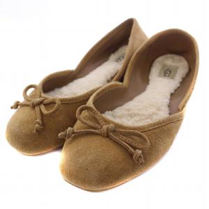 UGG australia LENA FLAT フラットシューズ パンプス スエード US6.5 23.5cm ベージュ 1098289