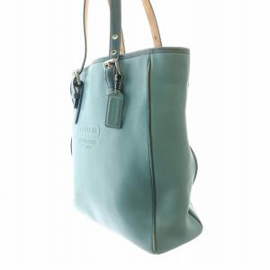 COACH トートバッグ ハンドバッグ レザー ロゴ チャーム 青 ブルー 7523