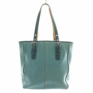 COACH トートバッグ ハンドバッグ レザー ロゴ チャーム 青 ブルー 7523