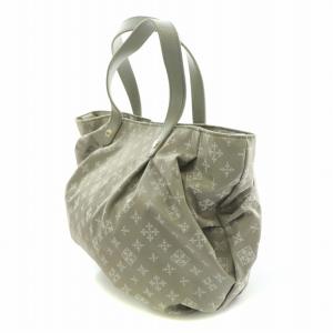 russet ハンドバッグ ナイロン レザー 切替 総柄 グレー