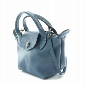Longchamp 2WAY ルプリアージュ ショルダーバッグ ハンドバッグ ミニ レザー ロゴ 紺 ネイビー