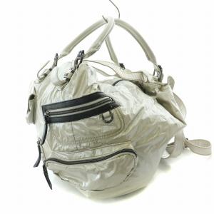 DIESEL 2WAY ハンドバッグ リュックサック デイパック ナイロン ロゴ ポーチ シルバー色 /BB GY18