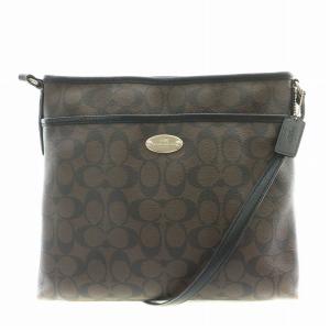 ショルダーバッグ PVCレザー シグネチャー ロゴチャーム 茶 ブラウン F34938