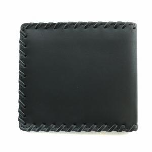 二つ折り財布 ウォレット レザー 編み込み 黒 ブラック