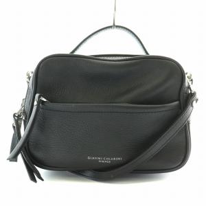 2WAY ショルダーバッグ ハンドバッグ レザー ロゴ プリント 黒 ブラック  /BB GY18