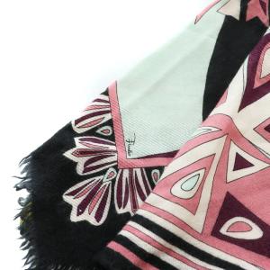 Emilio Pucci ストール プッチ柄 総柄 三角 ピンク 黒 ブラック