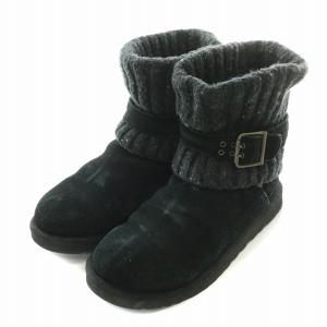 UGG australia CAMBRIDGE ケンブリッジニットブーツ ショートブーツ スエード 切替 厚底 US8 25cm 黒 ブラック 1003175