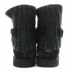 UGG australia CAMBRIDGE ケンブリッジニットブーツ ショートブーツ スエード 切替 厚底 US8 25cm 黒 ブラック 1003175