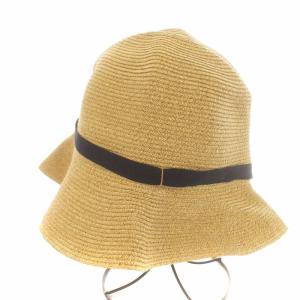 CA4LA 旅風 ペーパー ブレード ハット 麦わら帽子 帽子 リボン L ベージュ 黒 ブラック /KU OF