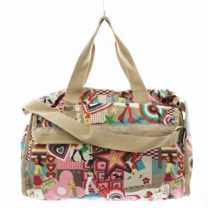 マザーズバッグ ハンドバッグ ショルダーバッグ 2way 総柄 ナイロン マルチカラー ベージュ ピンク