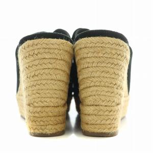 UGG australia サンダル ラウンドトゥ ウェッジソール エスパドリーユ 厚底 スエード リボン US7 24cm 黒 ブラック