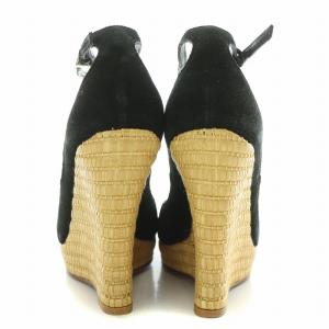 GUCCI ストラップサンダル アンクル ホースビット ウェッジソール エスパドリーユ スエード 装飾 34.5 21.5cm