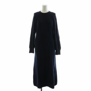ユーバイ Uby ラグランニットドレス ワンピース 長袖 Iライン マキシ ロング クルーネック F 紺