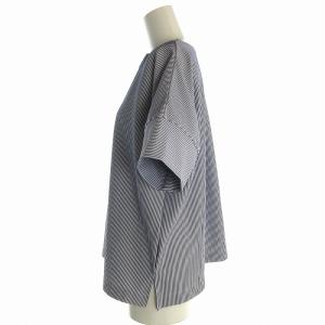 green label relaxing カットソー キーネック ストライプ 半袖 青 ブルー /EA MA