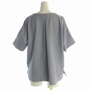 green label relaxing カットソー キーネック ストライプ 半袖 青 ブルー /EA MA