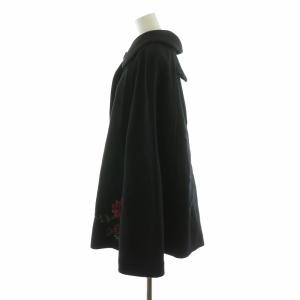 Lois CRAYON コート ポンチョ マント 刺繍 フラワーモチーフ M 黒 ブラック