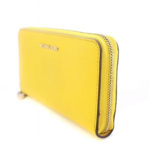 MICHAEL KORS 長財布 ロングウォレット ラウンドファスナー レザー ロゴ チェーン ハート 装飾 黄色 イエロー