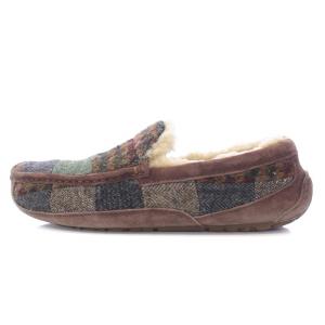 UGG australia モカシン フラットシューズ スリッポン パッチワーク ボア US9 27cm 茶 ブラウン マルチカラー
