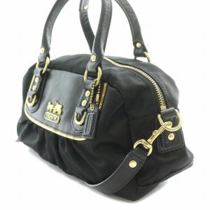 COACH アマンダサテンミニサッチェル 2WAY ハンドバッグ ショルダーバッグ ロゴチャーム 黒 ブラック 12927