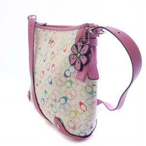 COACH ショルダーバッグ シグネチャー ホーボー 総柄 ロゴチャーム プリント ピンク マルチカラー F16481