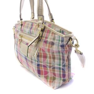 COACH デイジー マドラス ラージ サッチェル 2WAY ハンドバッグ ショルダーバッグ ロゴチャーム ハート 総柄 マルチカラー