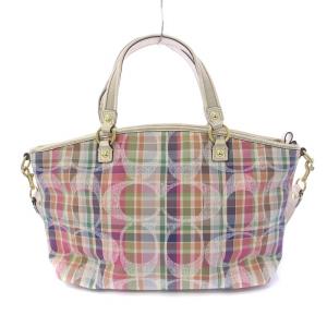 COACH デイジー マドラス ラージ サッチェル 2WAY ハンドバッグ ショルダーバッグ ロゴチャーム ハート 総柄 マルチカラー