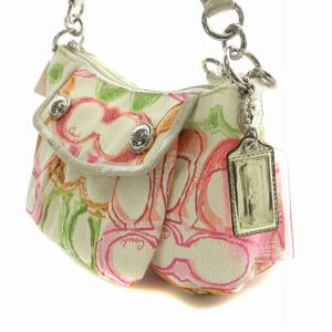 COACH 2WAY ショルダーバッグ ワンハンドル ロゴチャーム 総柄 ラメ ベージュ マルチカラー 16698