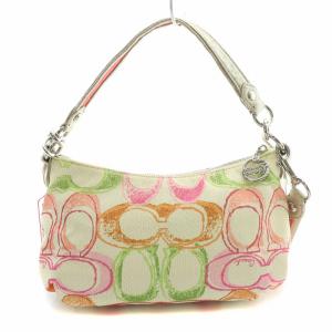 COACH 2WAY ショルダーバッグ ワンハンドル ロゴチャーム 総柄 ラメ ベージュ マルチカラー 16698